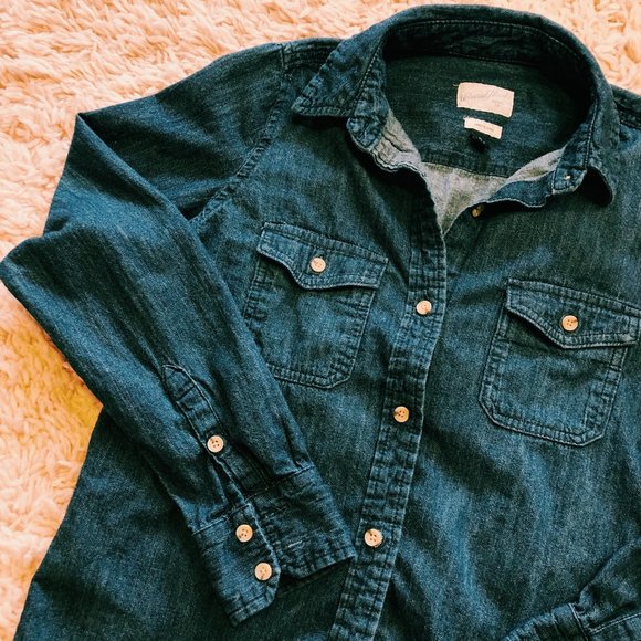 Universal Thread Dark Blue Denim Button Up - Picture 3 of 8